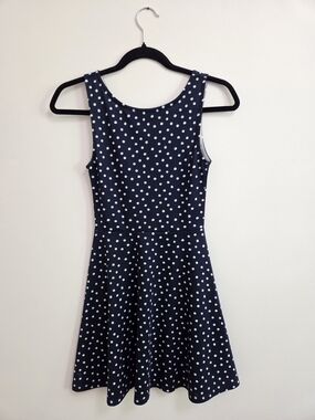 H&M Navy and White Polka Dot Sleeveless Mini Dress
